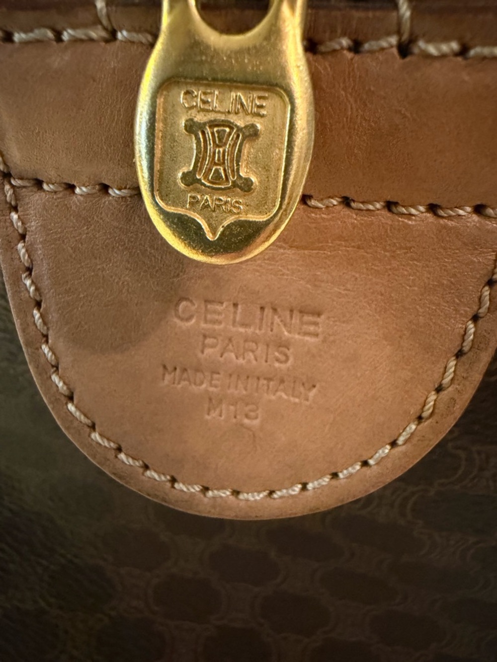 Vintage CELINE Brown Canvas Macadam Leather Boston Tote Bag Made in Italy - Picture 14 of 16